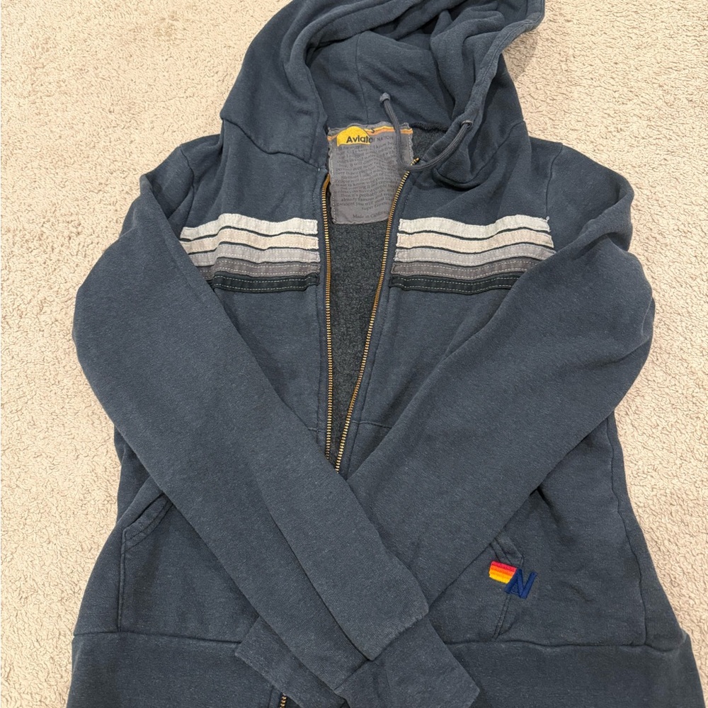 Aviator Nation Charcoal Hoodie with Yellow Accent